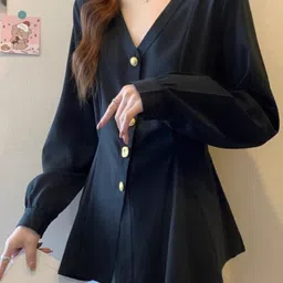HERE&NOW Women V-Neck Long Sleeves Top-picture-0