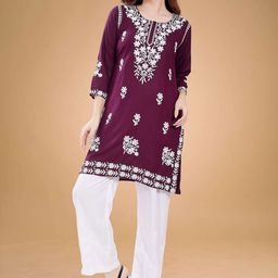 Rani Saahiba Women Ethnic Motifs Embroidered Regular Chikankari Kurta with Trousers-image-97