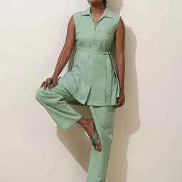 trueBrowns Mint Green Cotton Co-Ord Set-picture-39