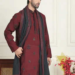 Jompers Men Floral Embroidered Chikankari Floral Kurta-picture-32