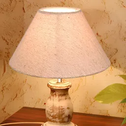 Homesake Beige Frusturical Shaped Wooden Table Lamp-picture-15