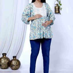 MIRJAI Women Maternity Floral Print Longline Top-image-17