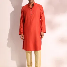 Fabindia Slim Fit Band Collar Straight Kurta-image-70