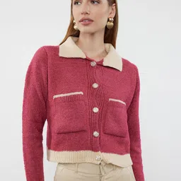 Trendyol Women Colourblocked Crop Cardigan-image-53