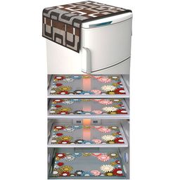 LooMantha 5-Pcs White & Red Printed Fridge Cover-image-16