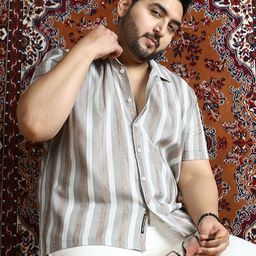 Instafab Plus Men Comfort Relaxed Fit Multi Striped Cuban Collar Casual Shirt-picture-6