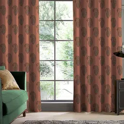 Myntra Elegant Homes Orange & Brown Set of 2 Black Out Door Curtain-picture-12