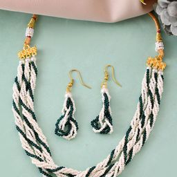 Silvermerc Designs Gold-Plated Multi Strand Pearls Beaded Jewellery Set-picture-33