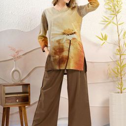 NIGHT FLOSS Printed Pure Cotton Round Neck Tunic With Trousers Co-Ords-image-49