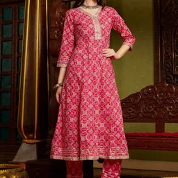 Sangria Printed Pure Cotton A-Line Kurta Sets-picture-21