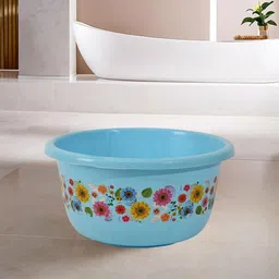 Kuber Industries White & Blue 4 Piece Floral Printed Bath Tubs 40 L Each-image-67