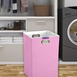 prettykrafts Pink Cotton Rectangular Foldable Laundry Bag 70L-87