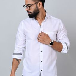 Tanip Men Spread Collar Solid Cotton Casual Shirt-image-25