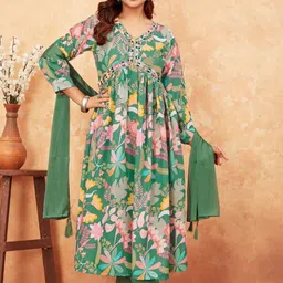 PEACH PIPER Woven Designed Pure Cotton Anarkali Midi Dress-image-77