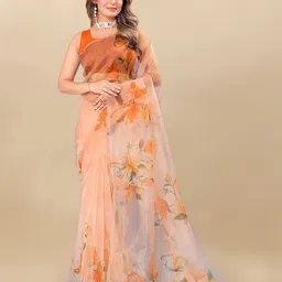 Anouk Floral Printed Organza Saree-image-82