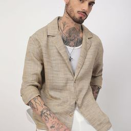 VASTRADO Men Classic Oversized Fit Textured Cuban Collar Casual Shirt-image-16