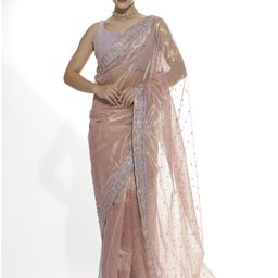 Jaipur Kurti Embellished Sequinned Net Saree-18