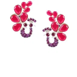 OPUS GEMS Artificial Stones Studded Peacock Shaped Studs-picture-1