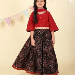 Fabindia Girls Printed Ready to Wear Cotton Lehenga & Blouse With Dupatta-image-53