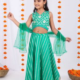 MASTARANG Girls Embellished Ready to Wear Lehenga & Blouse With Dupatta-image-16