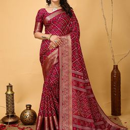 DIVASTRI Bandhani Printed Zari Banarasi Saree-picture-37