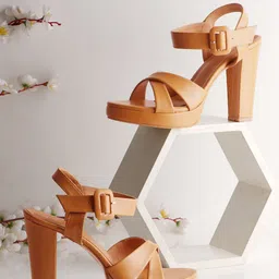 JM Looks Printed Platform Sandals with Buckles-55