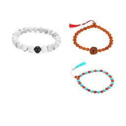 Divine souvenirs Unisex Set of 3 Artificial Beaded Link Bracelet image 1