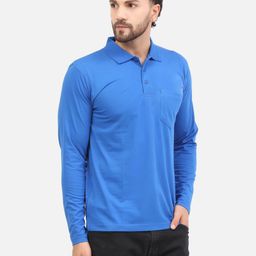 ALARM Men Solid Polo Collar Cotton T-shirt-image-2