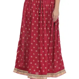 Exotic India Long Skirt With Golden Printed Bootis & Gota Border-picture-20