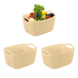 Kuber Industries Cream-Coloured Set of 3 Regular Multi-Utility Organisers-14