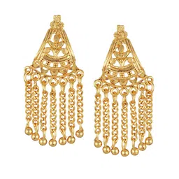 DIVASTRI Gold-Plated Contemporary Tasselled Drop Earrings-18