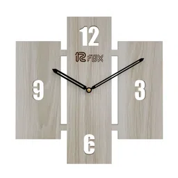12 fox Off White Wooden Analogue Wall Clock-image-99