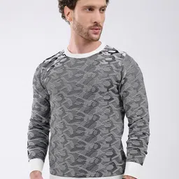 Monte Carlo Men Geometric Self Design Round Neck Pullover-picture-34