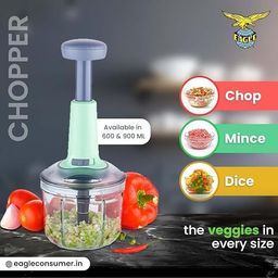 vihanco Manual Vegetable Chopper, 600ml Capacity, Push-Style with 5 Blades, Chop/Mince/Dice Functions, Mint Green image 2