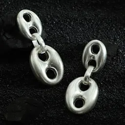 SOHI Silver-Plated Contemporary The Dented-Bolt Drop Earrings-image-15