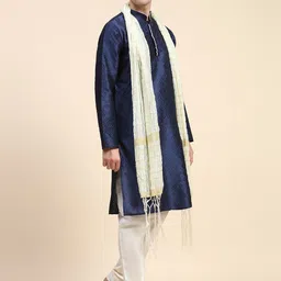 SKAVIJ Men Ethnic Motifs Regular Kurta with Pyjamas & With Dupatta image 3