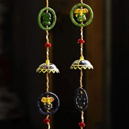 Webelkart Green & Blue Rajasthani Ganesh & Bells Design Torans-image-74