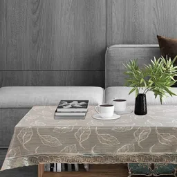 Stylista Gunmetal-Toned 4-Seater Rectangle Anti-Slip Table Cover With Stylish Lace Border-picture-11