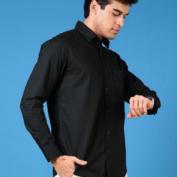 V-Mart Men Spread Collar Solid Cotton Casual Shirt-picture-32