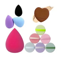 Facejewel Set Of 11 Powder Puff, Mini, Big Sponge & 1 Heart Puff With Box-13