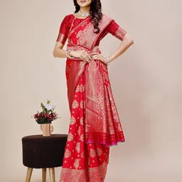 DIVASTRI Premium Woven Design Zari Banarasi Silk Saree-49