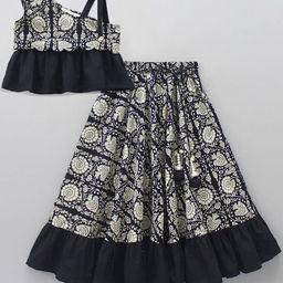 GORLYA Girls Printed Beads and Stones Ready to Wear Lehenga &-21