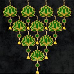 Panchhi Store Yellow Set Of 10 Lotus Toran With Bells-image-11