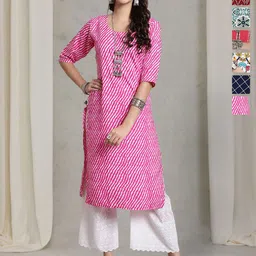 7Threads Women Pack of 6 Ethnic Motifs Printed Gotta Patti Floral Kurta-image-23
