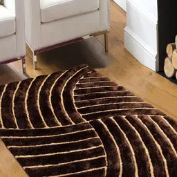 CARPETIFY Brown Geometric Anti-Skid Shaggy Carpet-image-68