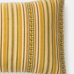 Fabindia Amaltas Yellow & White Striped Cotton Rectangle Cushion Cover-picture-30