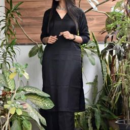 TRY LUCK FASHION Black Viscose Rayon Kurta Sets-image-93