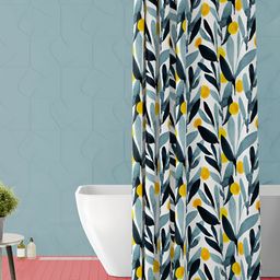 ArtzFolio White & Yellow Floral Printed Waterproof Shower Curtain-image-72