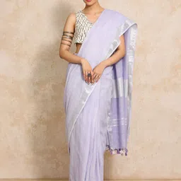 Moara Ready To Wear Cotton Linen Solid Saree with Unstiched Blouse-image-90