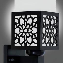 KINIS Brown & White Wooden Quirky Square Shaped Wall Lamp With Bulb-3
